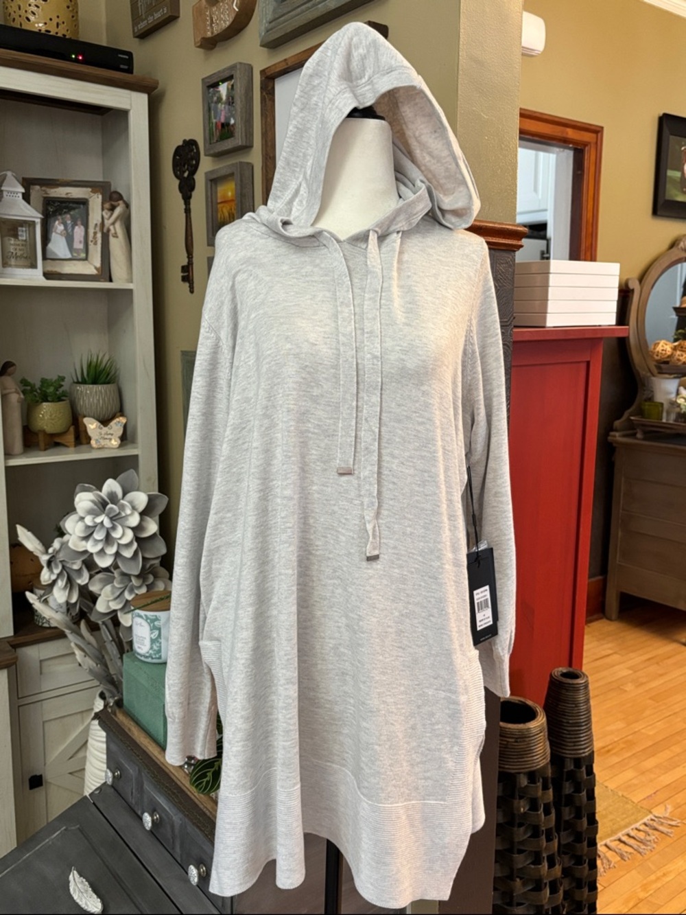 🆕 Cyrus Light Gray Hooded Tunic Sweatshirt